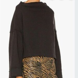 We the Free Textured Cotton BoatNeck Pullover‎ Sweatshirt Top bell Sleeves Sz S